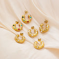 Beimai OEM 18k Gold Zircon Pearl Stainless Steel Earrings