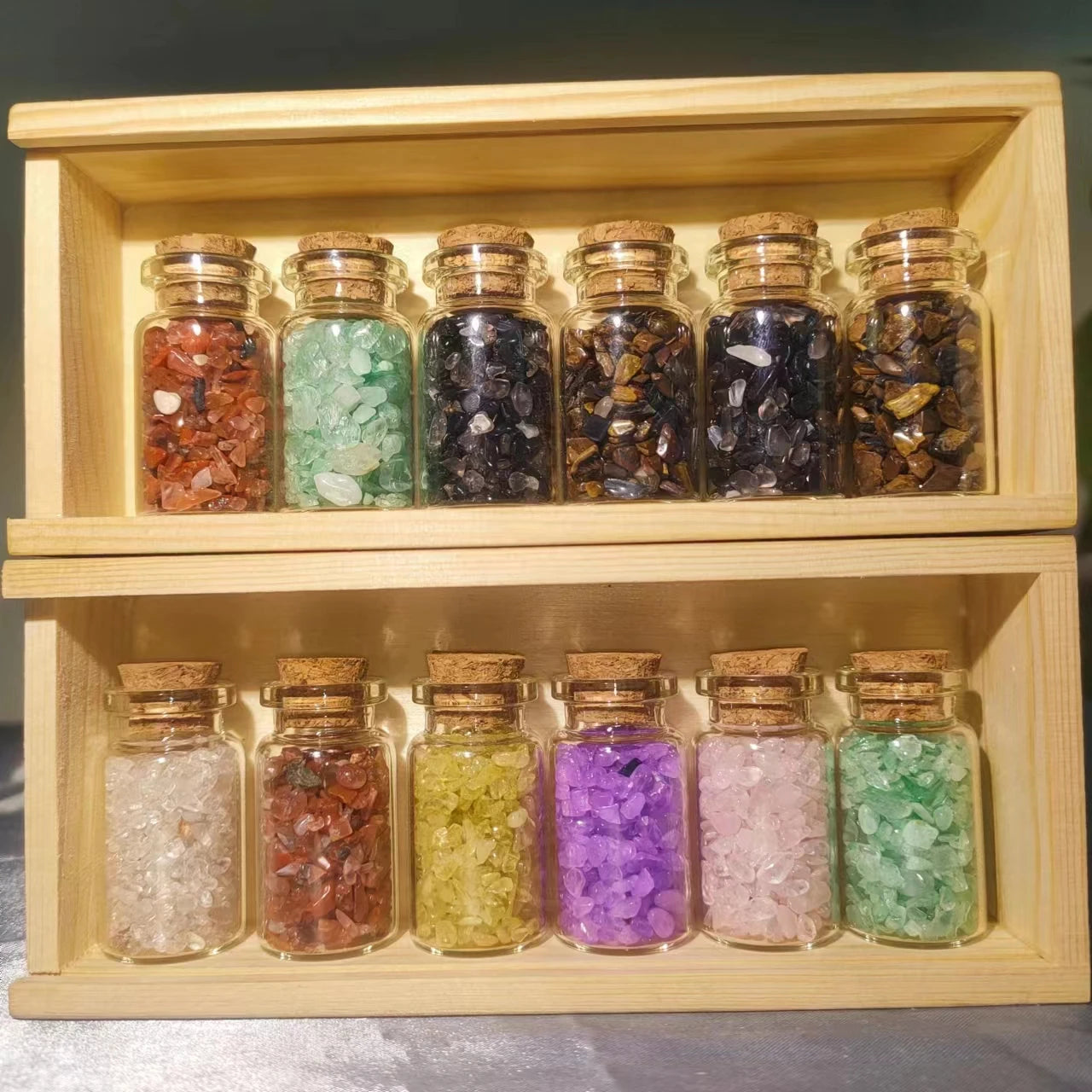 Natural Healing Stone Rose Quartz Tumbled Colorful Bottled Gravel Gift Box for Home Decoration