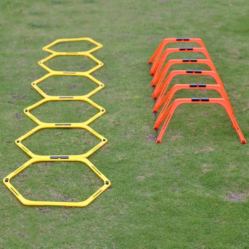 Folding Hex Agility Rings/Speed Rings with Carrying Bag Hexagon Rings Agility Hurdles for Agility Footwork Training Set of 6