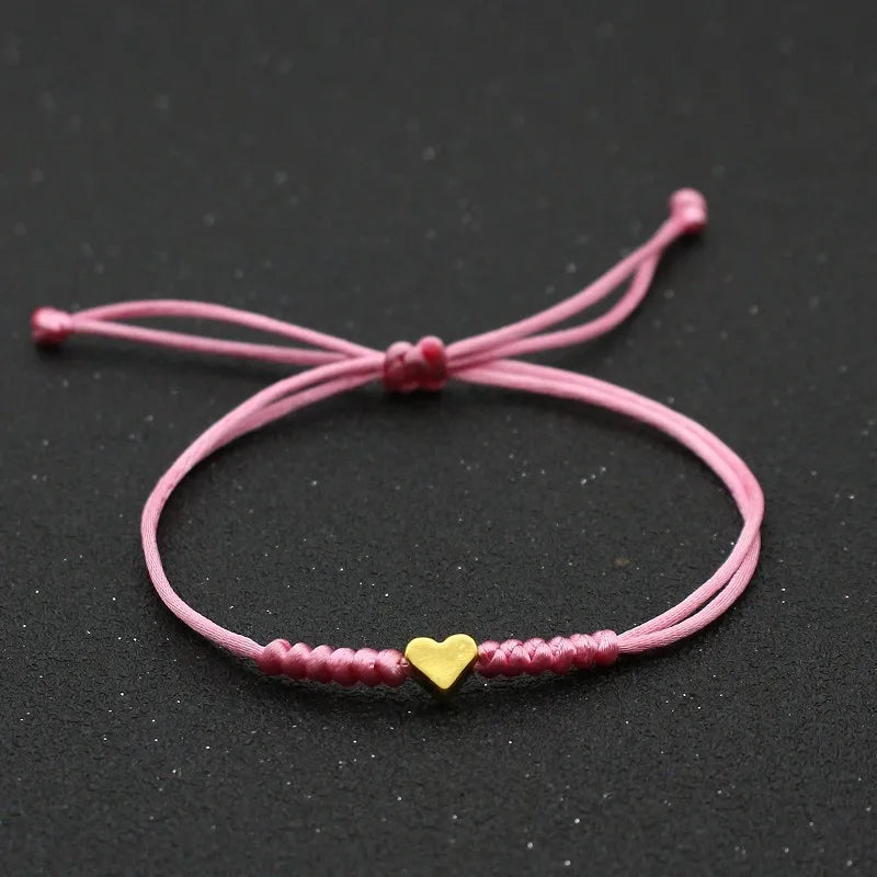 SC Hot Sale String Couple Heart Bracelet Colorful Gold Plated Adjustable Bracelet Simplicity Handmade Braided Heart Bracelet