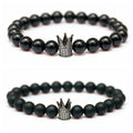 Black King Crown Gemstone Stretch Beads Bracelet 8mm Beads Natural Stone Chakra Collection Reiki Gift for Men Women
