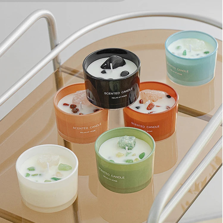 Luxury Aromatherapy Home Fragrance Gift Set for Valentine's Day Private Label Crystal Healing Stones Soy Wax Thanksgiving Diwali