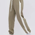 2023 Wholesale New Design Stripe Pants Quality Jogger Tripe Pants 400 Gsm Dark Green French Terry Sweatpants