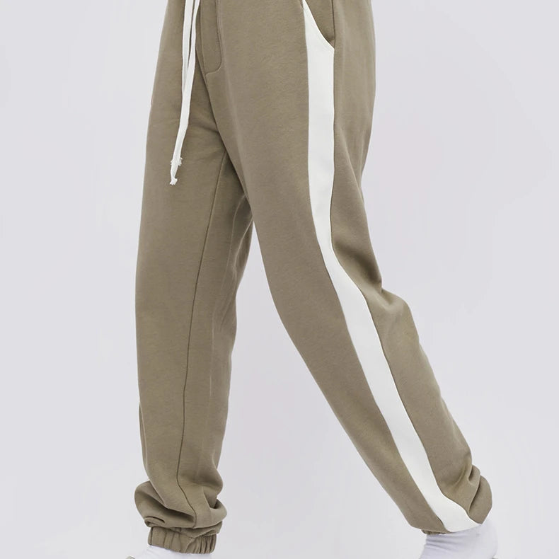 2023 Wholesale New Design Stripe Pants Quality Jogger Tripe Pants 400 Gsm Dark Green French Terry Sweatpants
