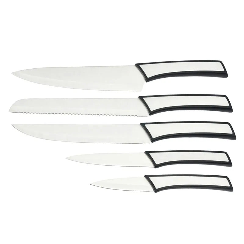Factory Custom 5 pcs Kitchen Knife Set with ABS and Resin Handle High Carbon Stainless Steel Knives Slicing Bread Chef Knife