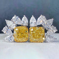 CAOSHI OEM Factory Flowers Geometric Design Yellow Cubic Zirconia Earrings for Women Luxury Wedding Silver Plated Stud Earrings