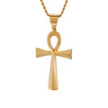 KALEN Silver Gold Egyptian Cross Pendant Necklace Stainless Steel for Men Women