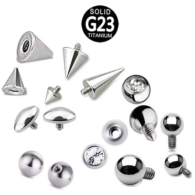 ASTM F136 Titanium Accessories Spot Set Internal & External Thread Cone Ball Stud Earrings Body Piercing Jewelry