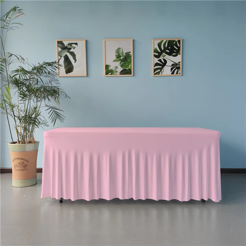 pink Stretch 6ft Table Skirt Spandex Tablecloth for Wedding Events MegaBDM