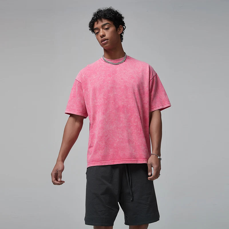 Wholesale Street Heavyweight Men Acid Wash Oversized T Shirts Men's Blank Vintage Wear T-shirt