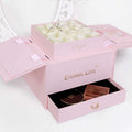 Luxury Creative Double-Opening Drawer Bronzing Square Flower Cardboard Gift Box Glossy Lamination Rose Surprise Box Gift Packing