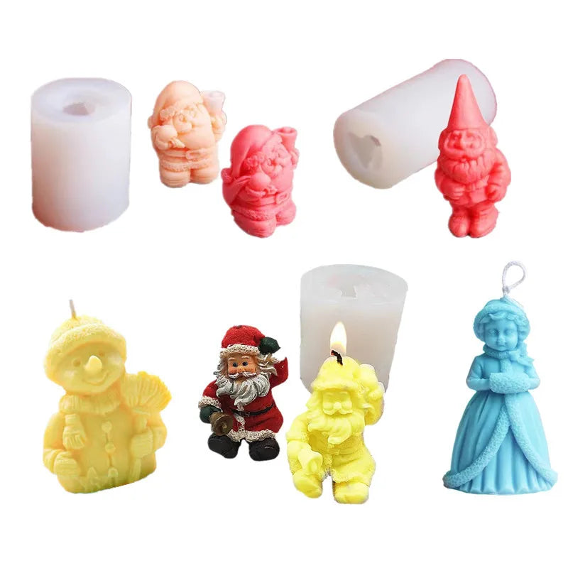 BPA Free Christmas Theme Silicone Molds for Candle Making  Resin Pillar Aromatherapy Candles Wax Soap Clay Craft Molds