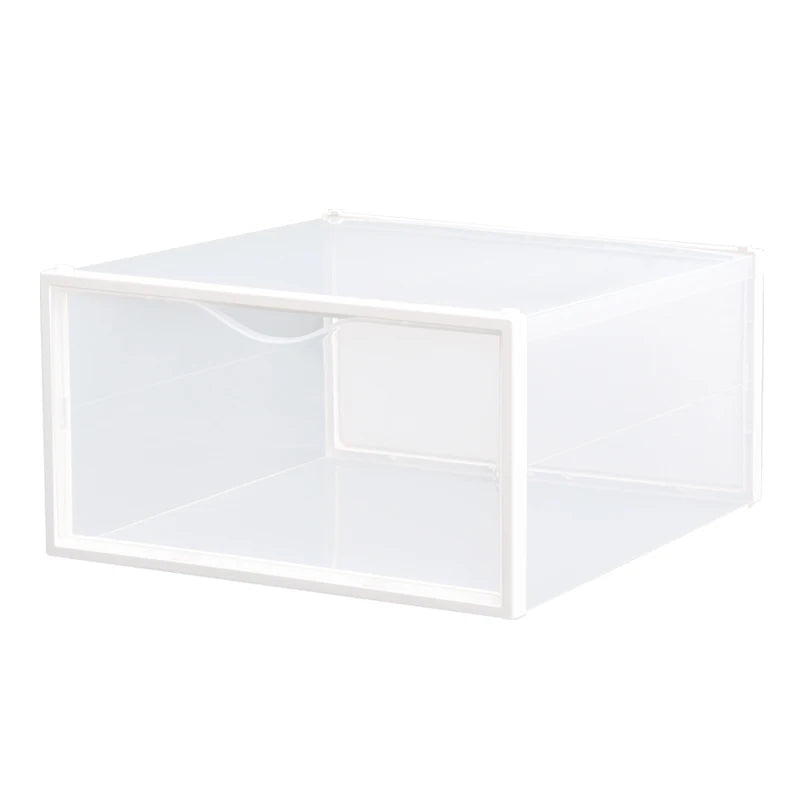 M Size Foldable Transparent Stackable Drop Front PP Square Rectangle Carved Eco-Friendly Plastic Storage Shoe Show Box