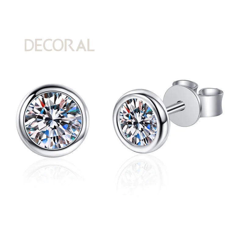 2023 Fashion Jewelry Stud Earrings Hypoallergenic Gold Plated 925 Sterling Silver Moissanite Fine Earrings for Women 0.6/1/2CT