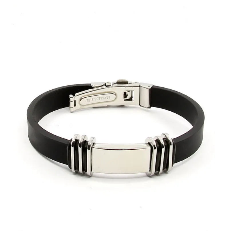 Yiwu Linsa Jewellery China Fine Bracelets Manufacturers Silicone Rubber Cross Wristband Bangle Plate Plain OEM Personalized