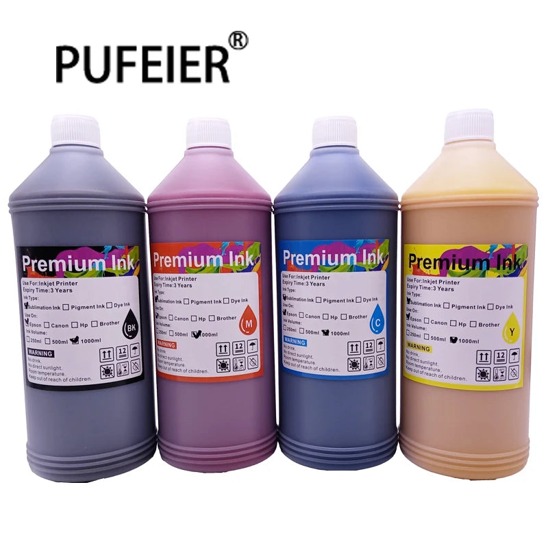 1000ML Bottle Refill Sublimation Ink Compatible for Epson 4 Color Inkjet Printer Heat Transfer Sublimation Ink