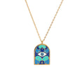 Women's Stainless Steel 18K Gold Plated Necklace Trendy Roman Arch Pendant Oil Dripping Enamel Evil Eye Amulet Heart Pattern