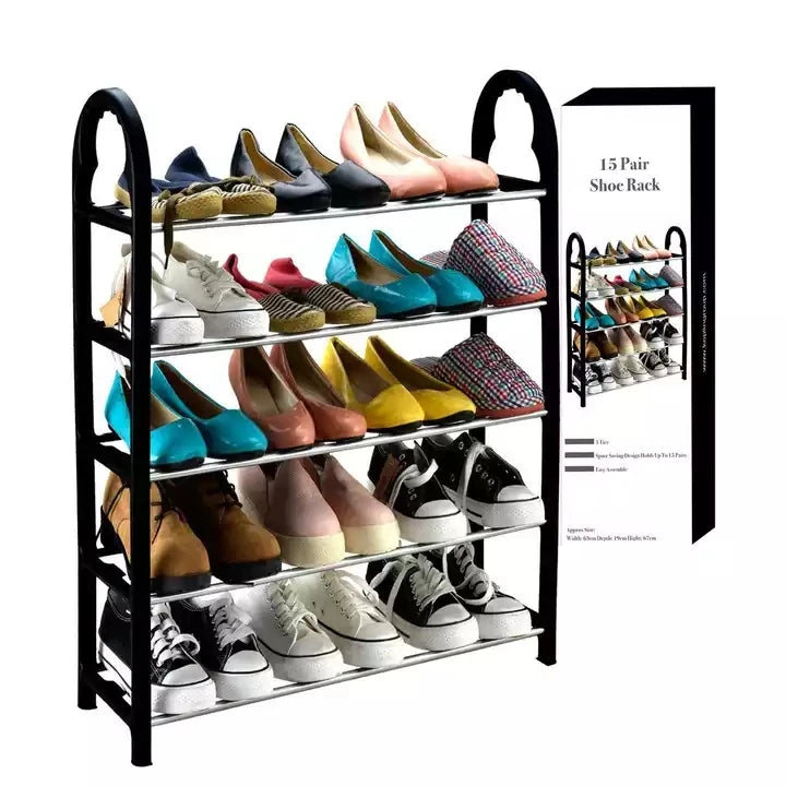 Modern 4-Layer Metal Shoes Rack Easy Assembly Living Room Furniture for Home Entry & Apartment Organize Storage