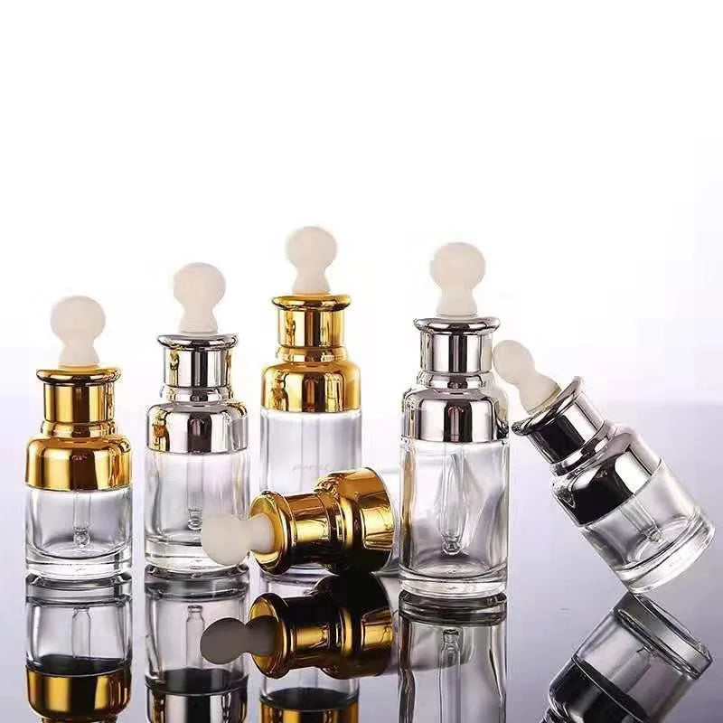 Custom Logo 20ML 30ML 50ML Glass Dropper Bottle Square Black Plastic Cap Gold Shoulder Essential Oil Cosmetic Package Container
