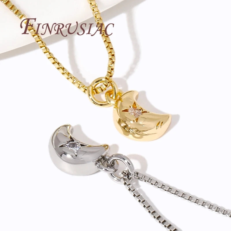 Wholesale 18K Gold Plated Brass Zircon Pendants & Moon Charms for DIY Earrings Jewelry Making Metal Accessories Findings