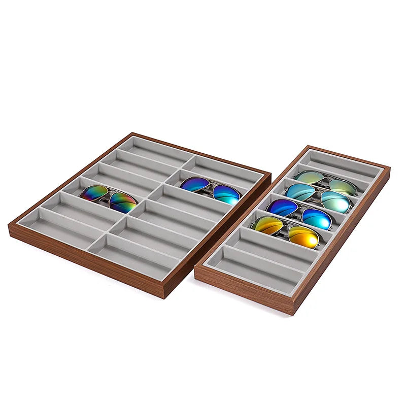 Wholesale 7/12/18/24 Slots Sunglasses Tray Large Size Optical Glasses Display Tray Watches Eyeglasses Organiser