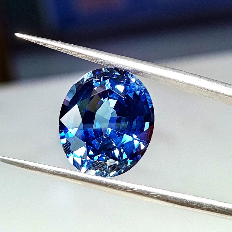 Thailand Cut Light Blue Artificial Sapphire Oval Shape clear Corundum Gem Stone for Jewelry Making clear One
