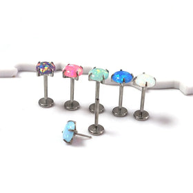 F136 Threadless Lip Labret Titanium Gold Plated Children's Earrings Monroe Stud Flat Back Opal Body Piercing Jewelry