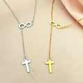 Friends Family Holiday Gift Stainless Steel Necklace Geometric Infinity Symbol Cross Double Pendant Necklace for Women