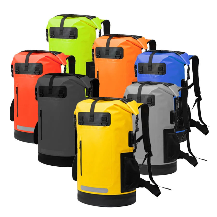 Large Capacity 30L Eco-Friendly 500D PVC Sports Backpack Wet Dry Separation Wear-Resistant Waterproof Casual Camping Hiking All
