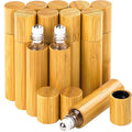 10ml  Stainless Steel Roller Ball Bamboo Roll on Bottles Essential Oils Portable Massage Oil Glass Bottle