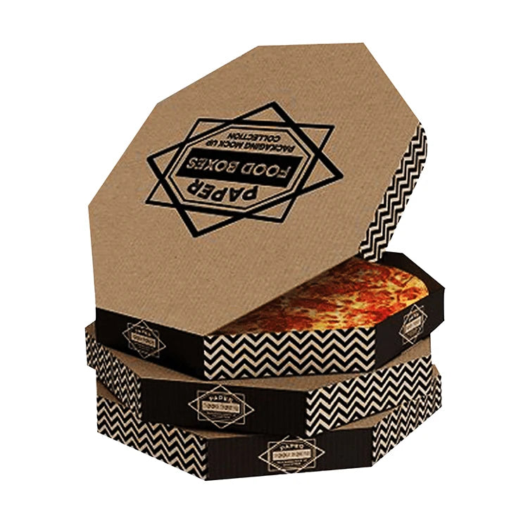 Wholesale 9 10 12 14 15 16'' 18 Inch 35cm Corrugated Packaging Custom Printed Round Kraft Paper Pizza Boxes with logo