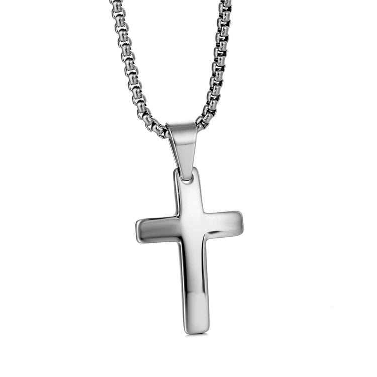 Classic Curved Cross Pendant Stainless Steel Blank Religious Women Jewelry