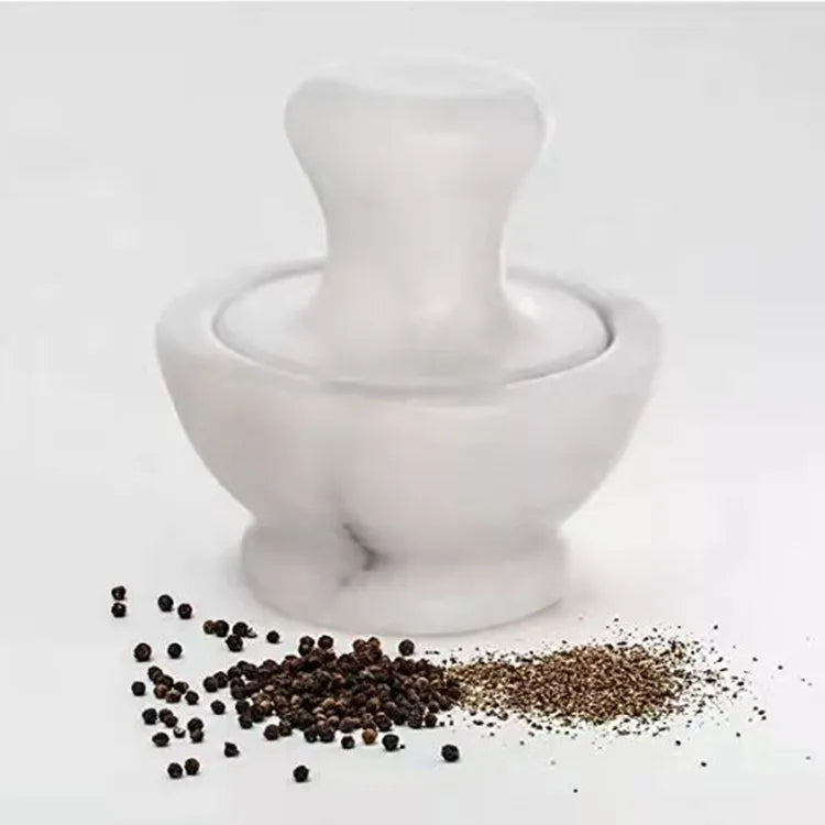 Kitchenware Tools Custom White Marble Garlic Press Tool Natural Stone Mortar and Pestle Hand Grinder for Garlic Masher