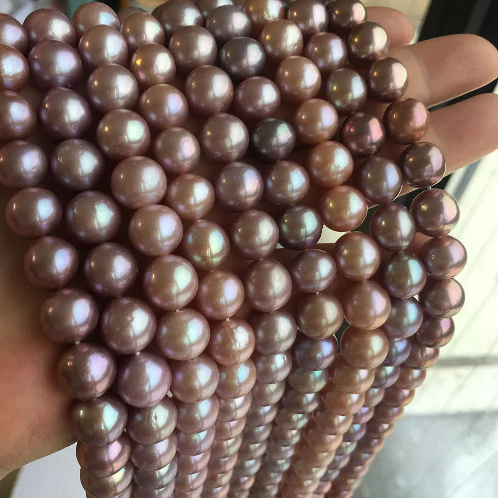 16 Inch AAA 9-11 mm Purple Natural Freshwater Pearl Perfect Round Loose in Strand for Jewelry Making M.O.Q 1 Strand