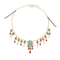 Golden Flower Maang Tikka Headband Kazakh Ethnic Women Hair Jewelry Beads Tassel Chains Head Pieces