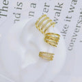 EM1992 18k Gold Plated 3 4 Layered Multilayer Conch Ear Cuff Triple Line Cartilage Wrap No Piercing Earring