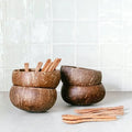 Natural Coconut Shell Bowl Storage Tableware Rice Bowl Sugar Water Light Food Container Fruit Milkshake Coconut Bowl