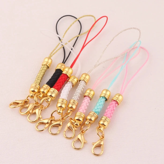 Simple Blank Black Color Gifts Keychain Cellphone Strap Braided Mobile Phone Strap