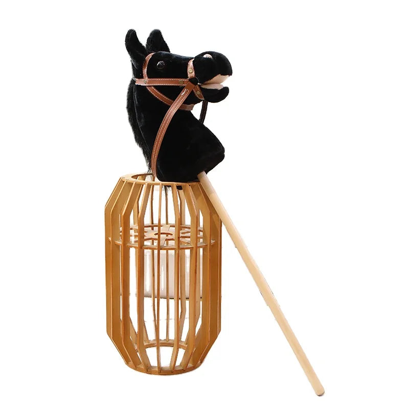 CHIQUE Hobby Horse Head Creative Cartoon Children's Ride on Toy 100cm Unisex Wood & Plush Doll Festival Gift