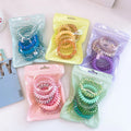 MIO Colorful Telephone Line Hair Bands Sets Summer High Elastic Girls Hair Tie Rope 6pcs Per Bag Pure Star Ropes