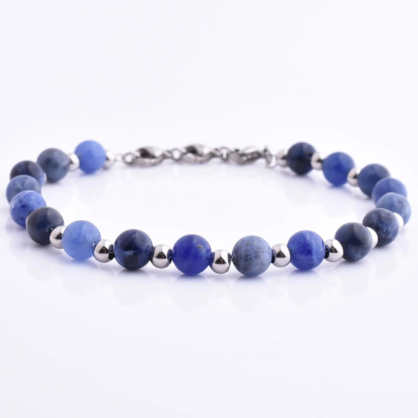 Wholesale Stainless Steel Jewelry Design Onxy Bead Chain Silver Natural  Stone Bead Adjustable Bracelet