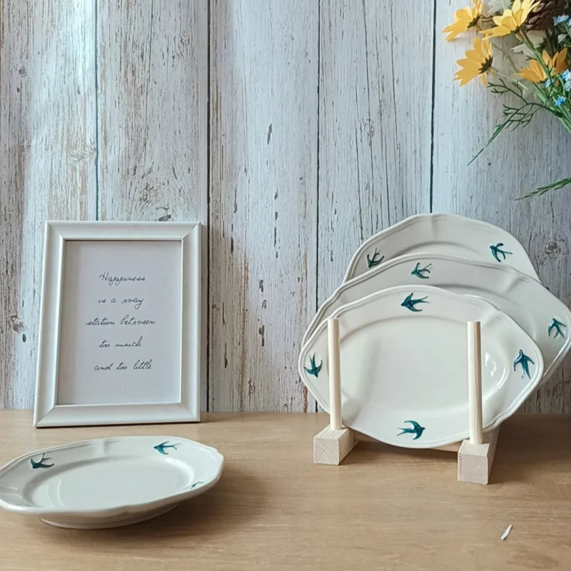 Solhui Japanese Retro Hand Painted Ceramic Plate Home Dinner Diss Plates