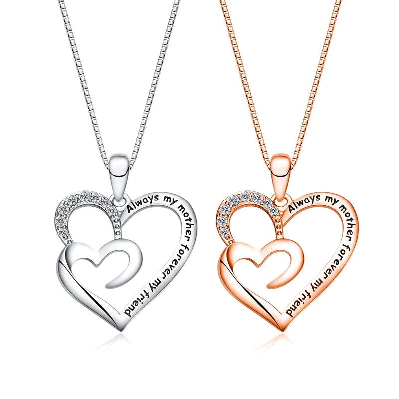 GP121 Always My Mother Forever My Friend Love Heart Pendant for Necklace Special Jewelry for Women Mothers Day Gifts for Mom