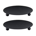Set of 2 Christmas Black Metal Candle Holder Luxury Wedding Modern Decorative Plate Iron Pillar Candle Holders