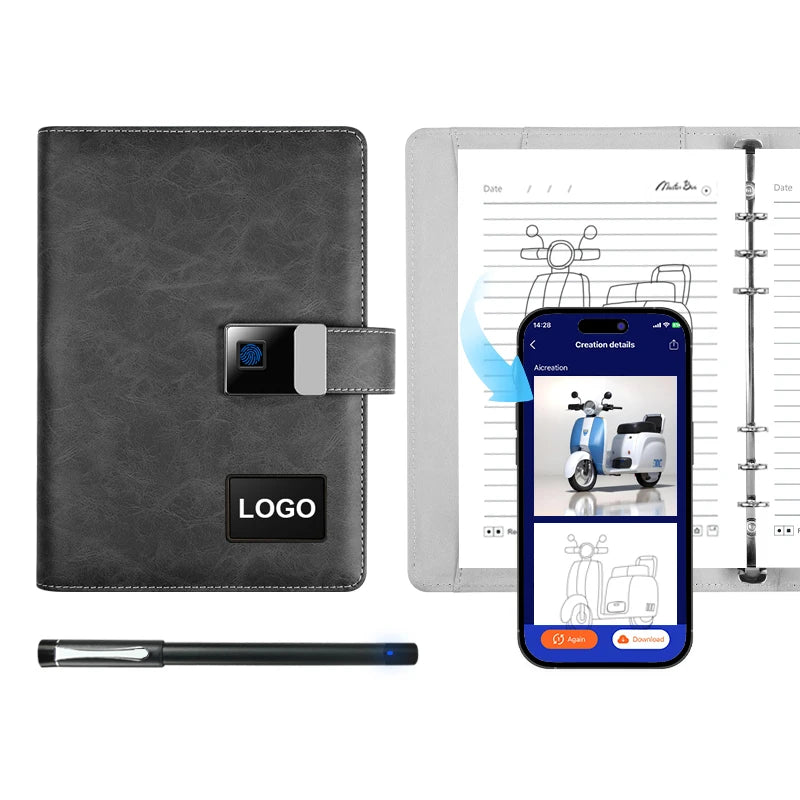 Factory Direct A5 Portable Business Recording Playback Drawing Write Wireless Connection Multifunction Smart Notebook With Pen MegaBDM