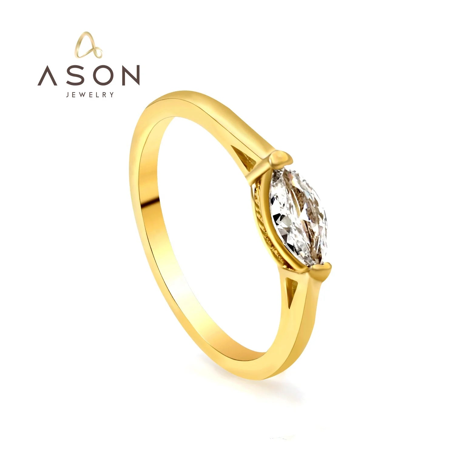 Fashion Jewelry Wholesale 18K Gold Plated Chunky Zirconia Ring Waterproof Simple Stainless Steel Rhomboid Zircon Rings for Women