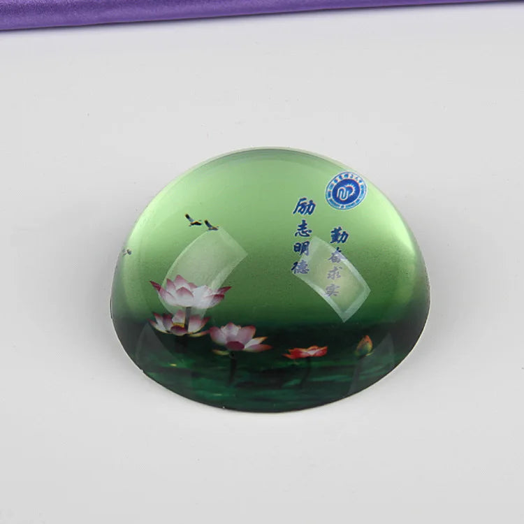 ADL 80mm Dome Paperweight K9 Grade Crystal Glass Paperweight Customized Picture Design Paper Weight