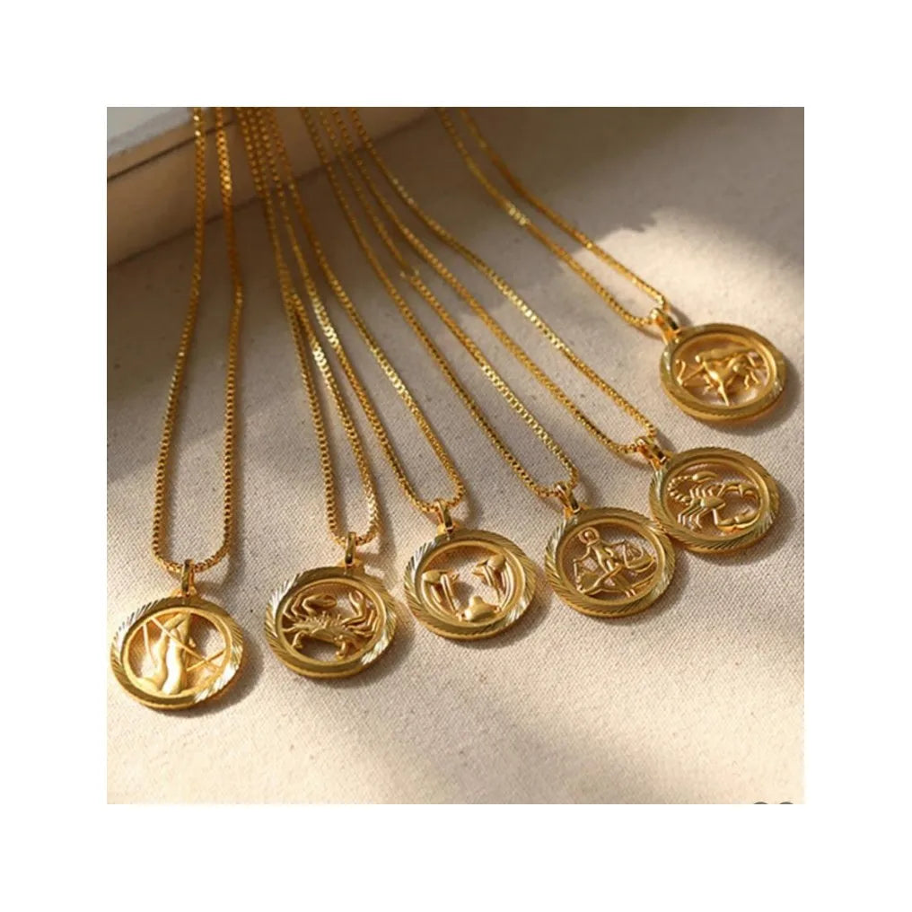 Hollow Out 12 Constellations Necklace 18k Gold Plated Jewelry Birthday Sign Necklace Fine Jewelry Sweater Chain