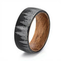 8mm Black Tungsten Ring Whiskey Barrel Wood Ring Forest Laser Design Wedding Engagement Bands for Men and Women Fashionable Ring