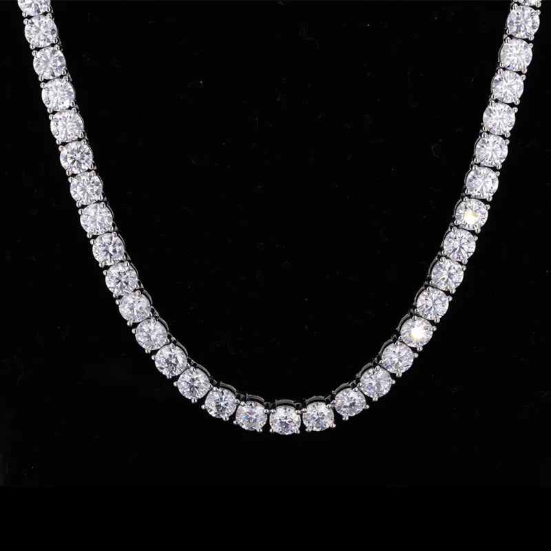Fashion Jewelry 925 Sterling Silver 3mm 5mm Tennis Link Chain Hip Hop D Color VVS Moissanite Tennis Chain